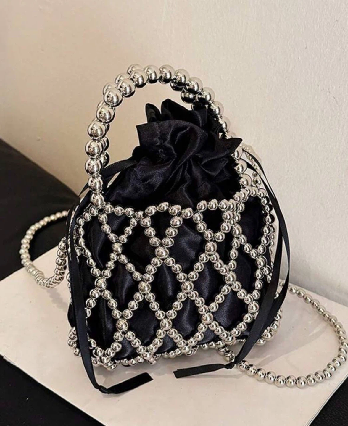 Black & Silver Beaded Bucket Bag - photo 2