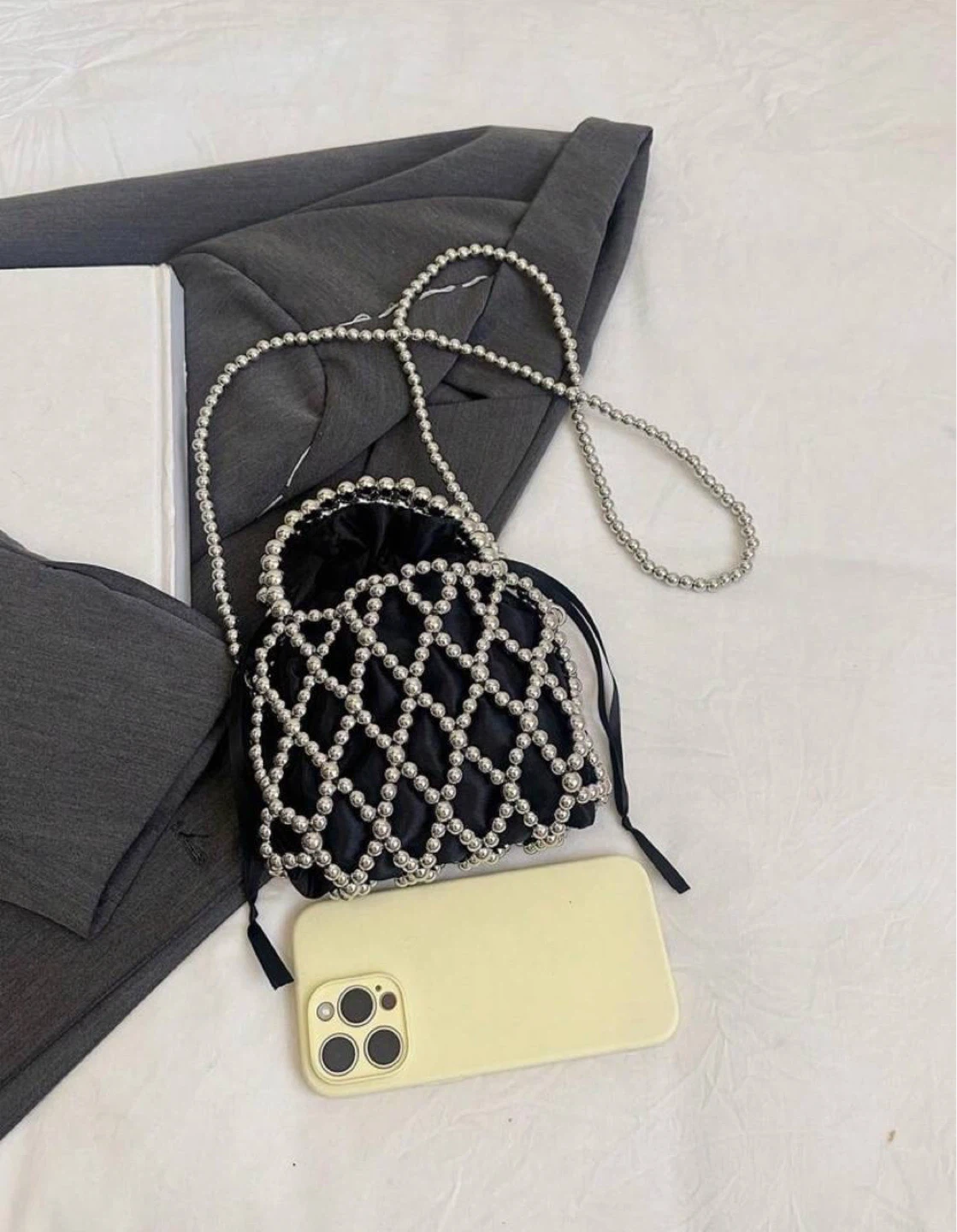 Black & Silver Beaded Bucket Bag - photo 4