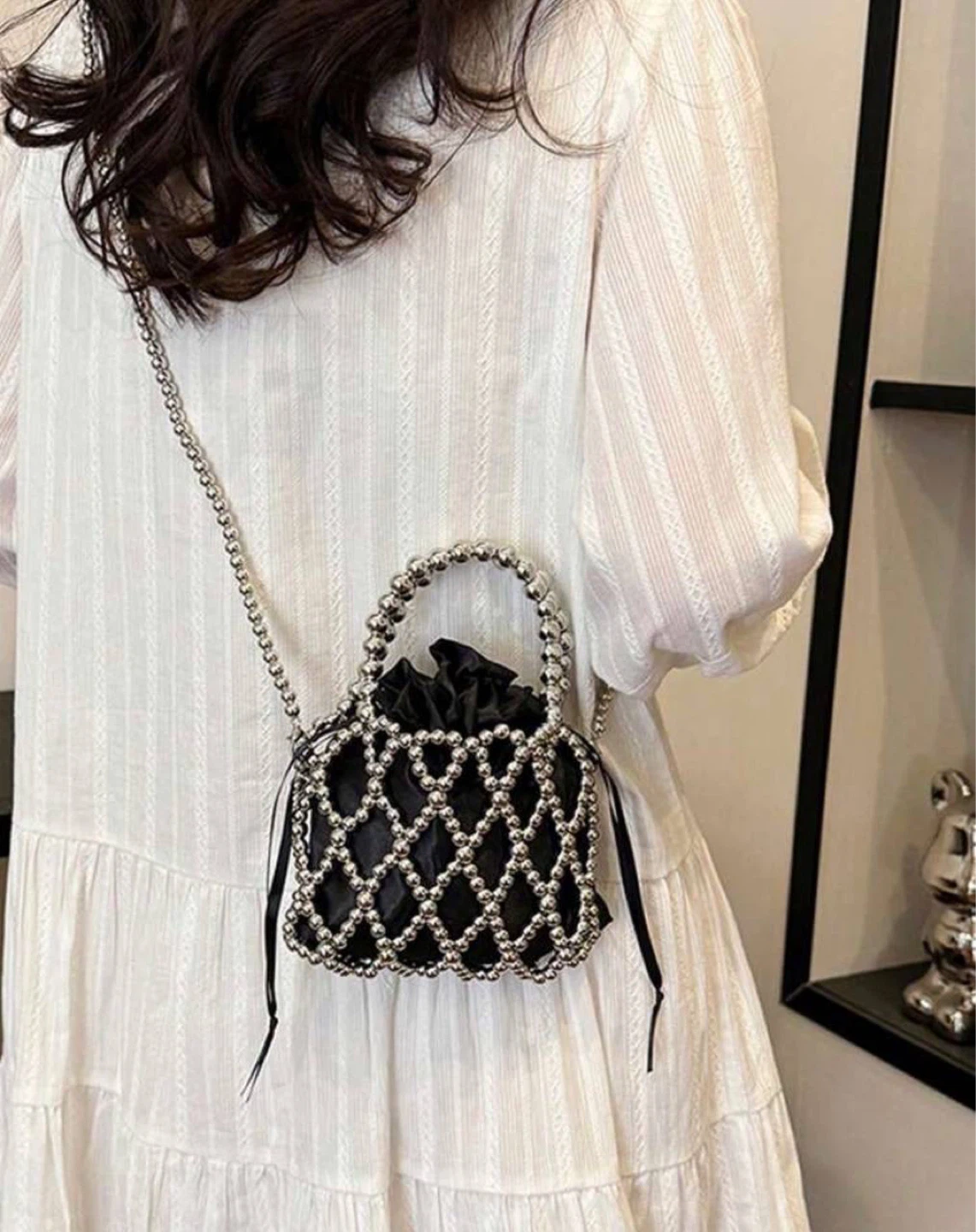 Black & Silver Beaded Bucket Bag - photo 5