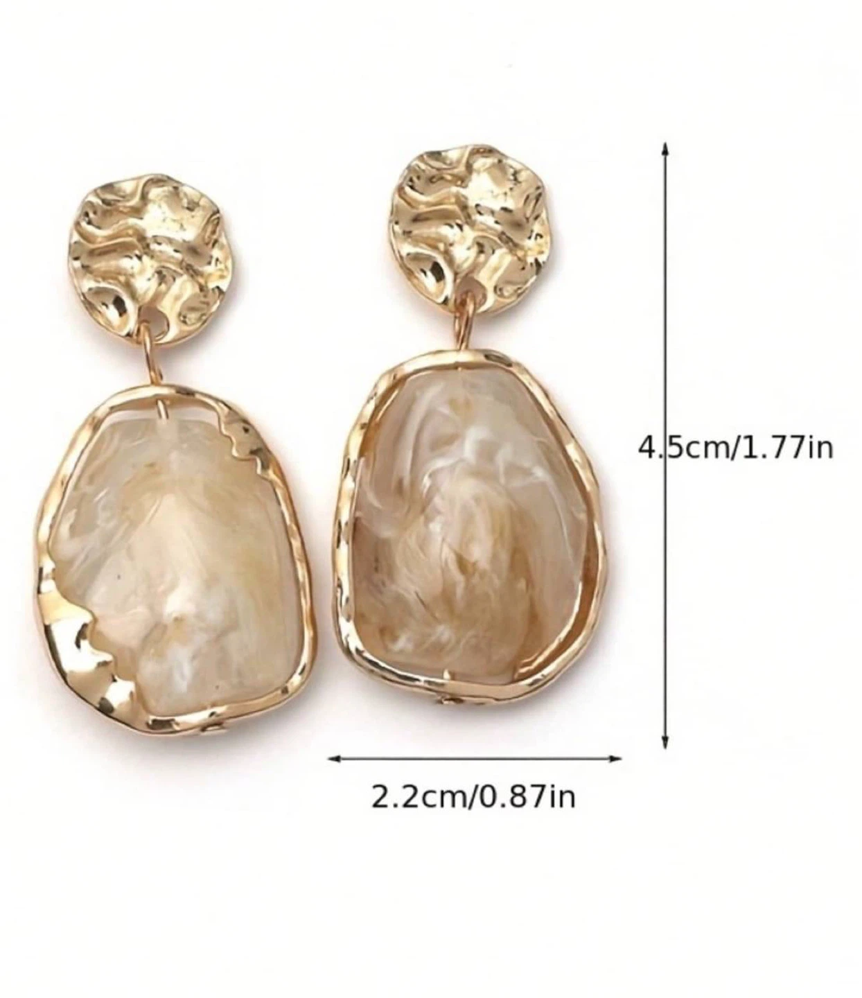Gold & Cream Resin Drop Earrings - photo 5