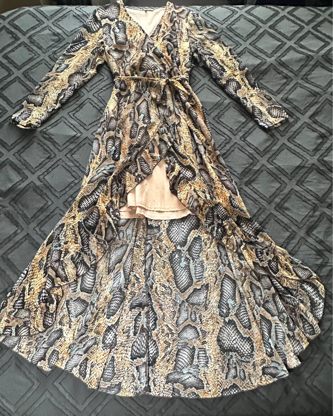 Snake print high low chiffon maxi dress - photo 3