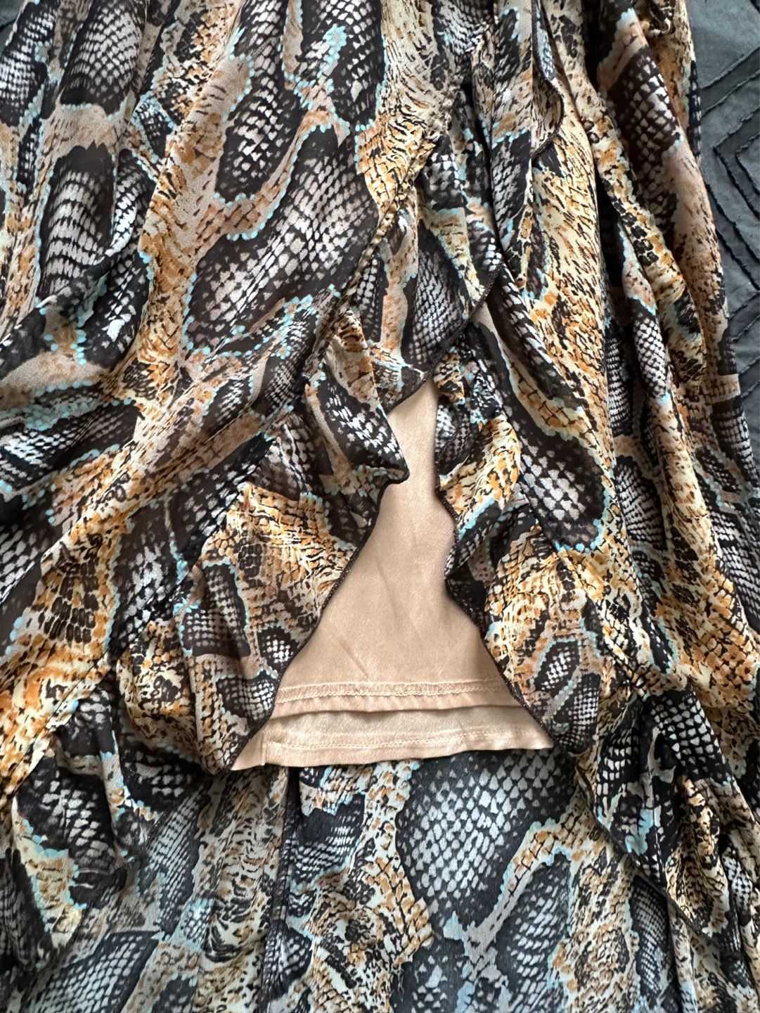 Snake print high low chiffon maxi dress - photo 4