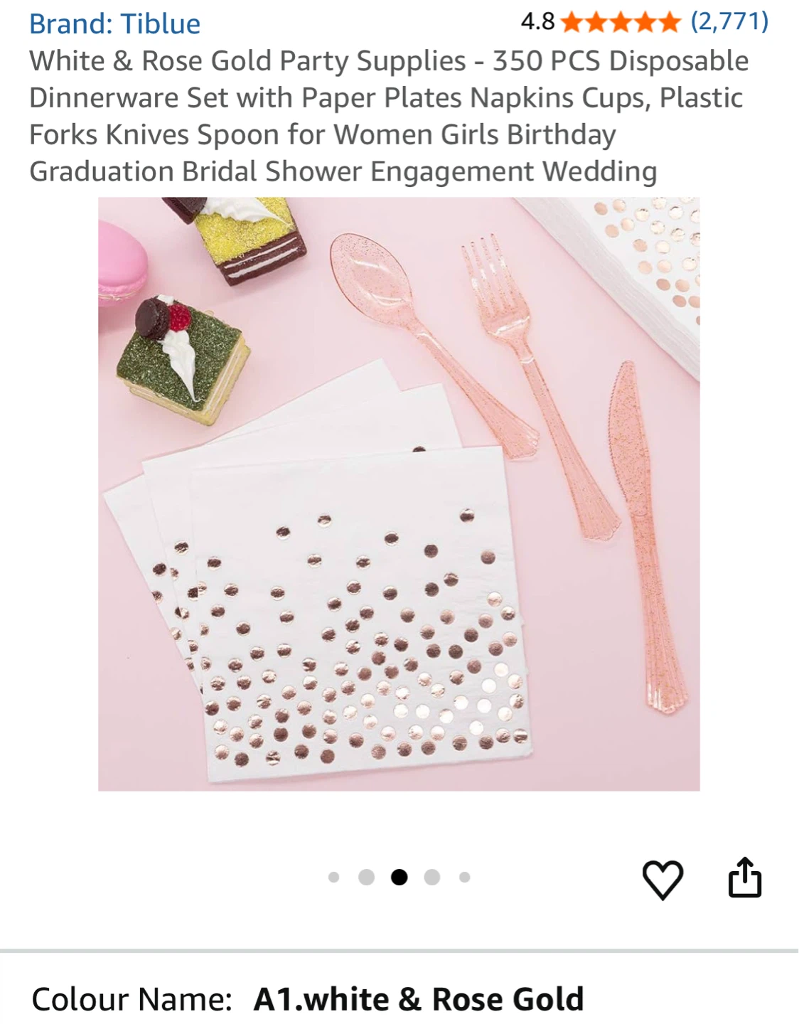 Tibblue White & Rose Gold 350 PC Disposable Dinnerware Set - photo 4