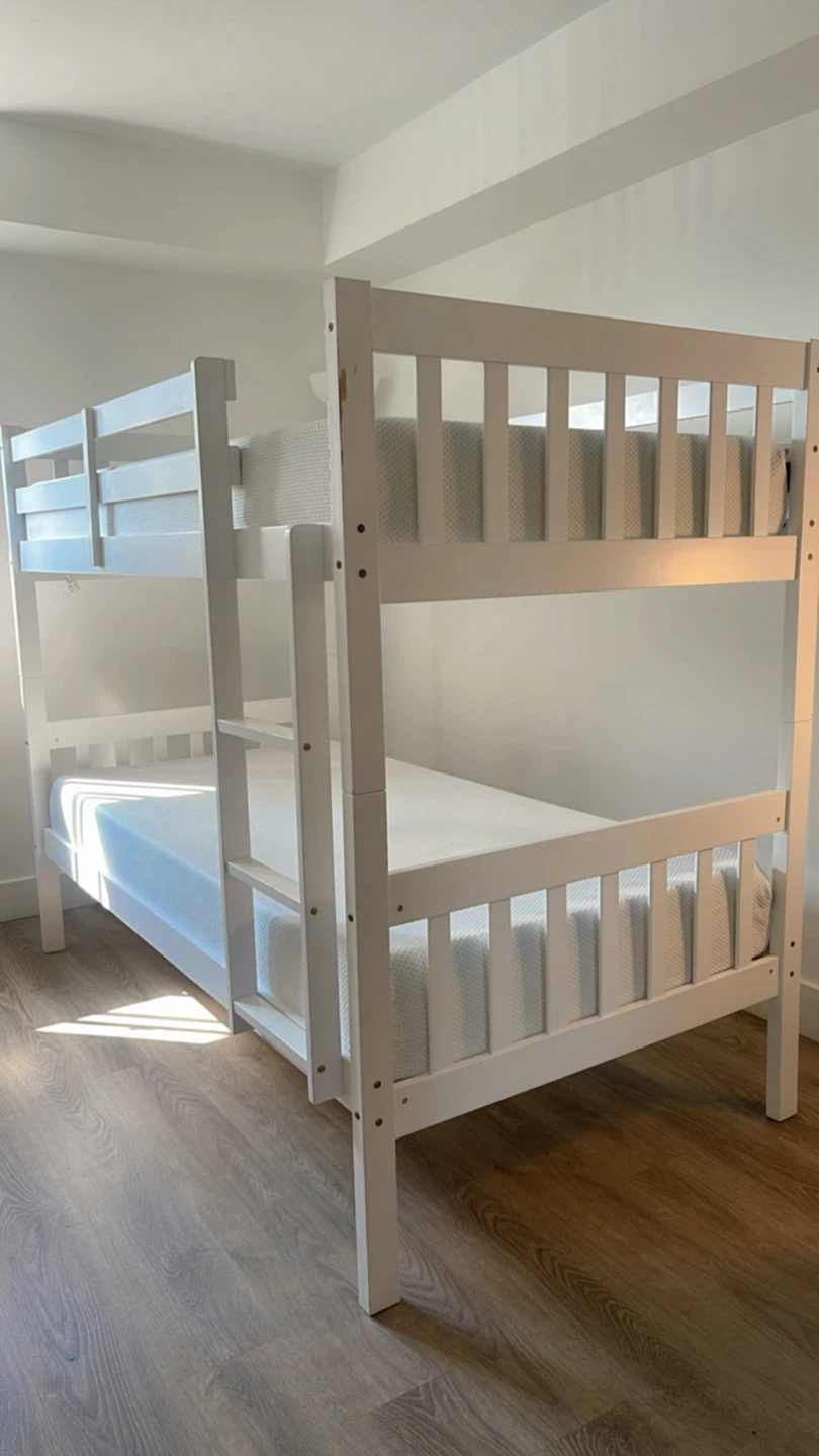 White Twin Bunk Bed with Mattresses - photo 2