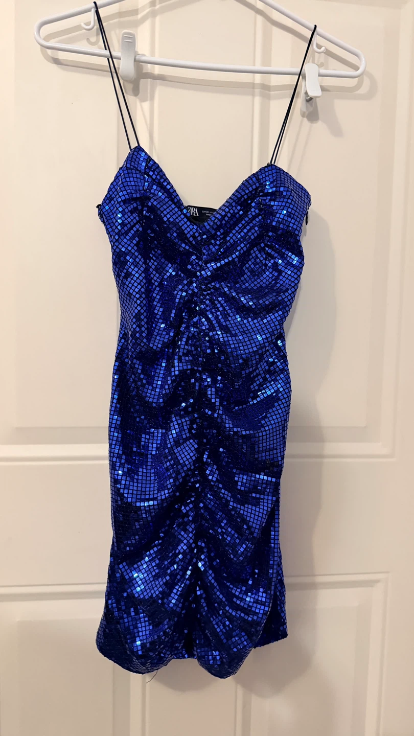 Zara Sequin Ruched Bodycon Dress  Size S/M