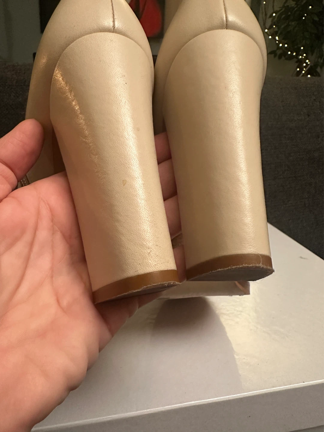 Zara cream leather high heel booties - photo 5