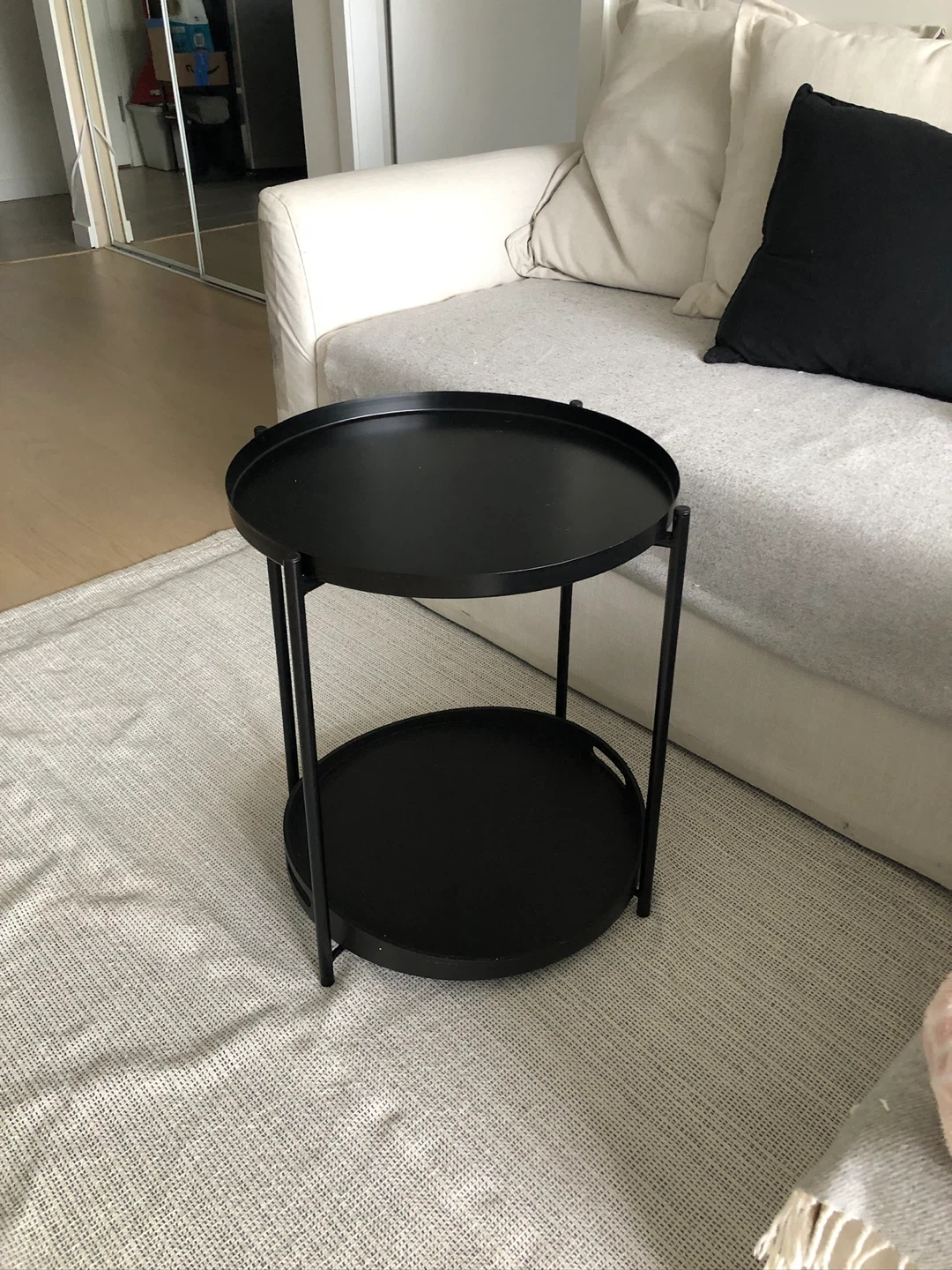 Black 2-Tier Round Side Table - photo 2