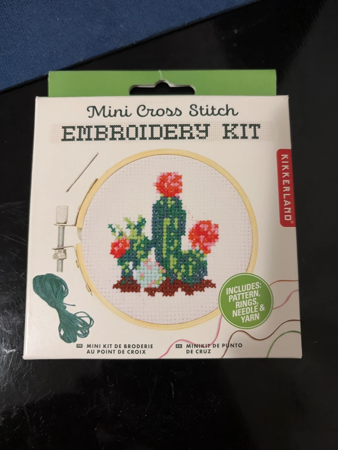 Kikkerland Mini Cross Stitch Embroidery Kit - Cactus Design