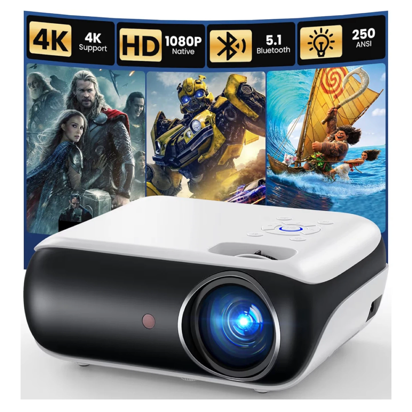 HAPPRUN Native 1080P Bluetooth Projector - photo 3