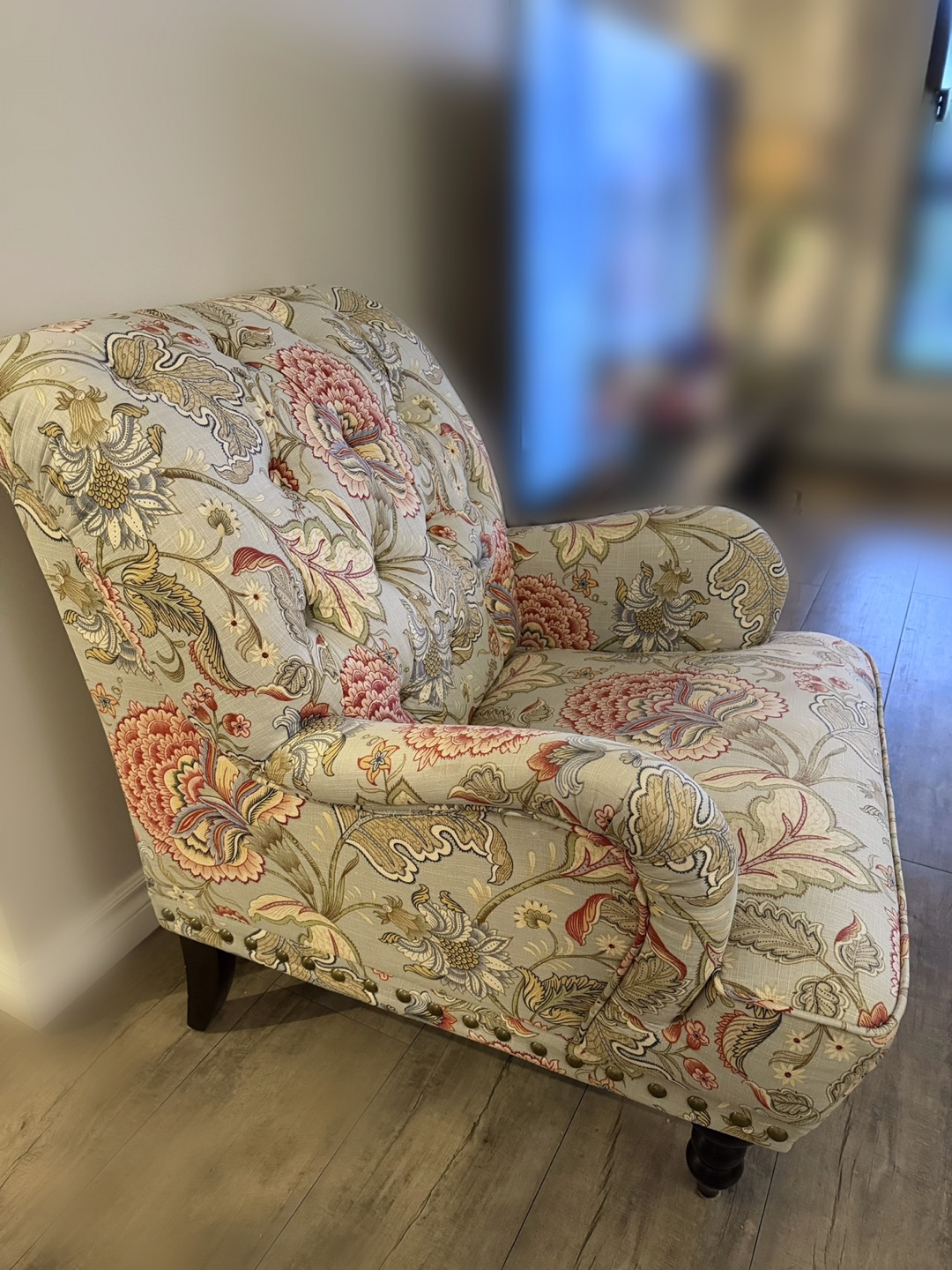 Floral Accent Chair and Ottoman Set - photo 4