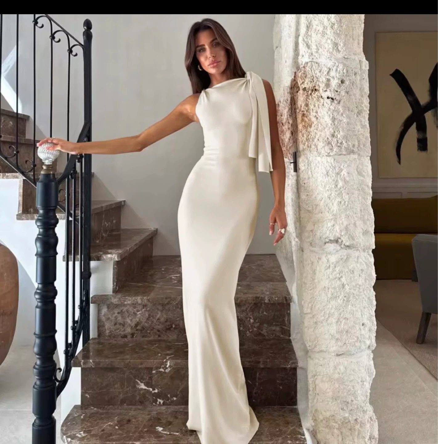 Elegant Cream Maxi Dress