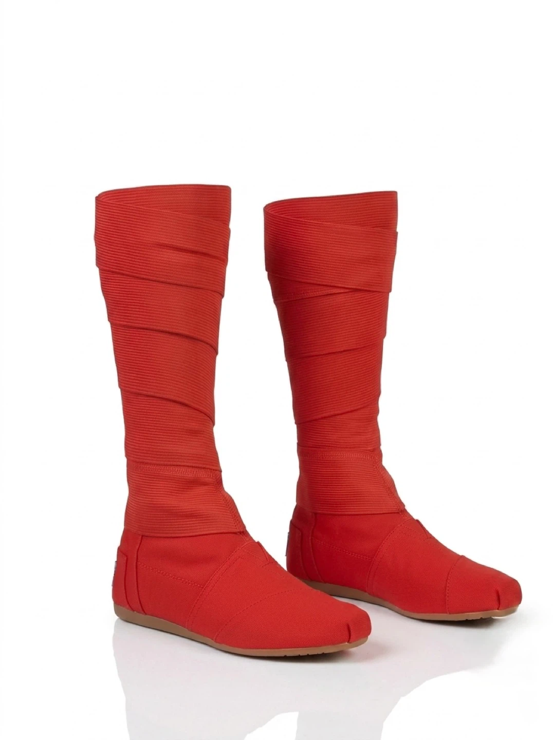 Rare TOMS Red Canvas Wrap Boots / Shoes - Women's 8.5