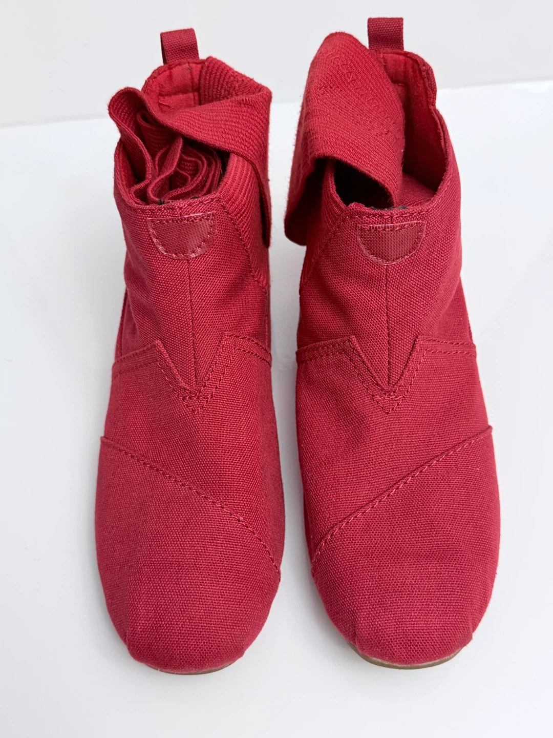 Rare TOMS Red Canvas Wrap Boots / Shoes - Women's 8.5 - photo 2