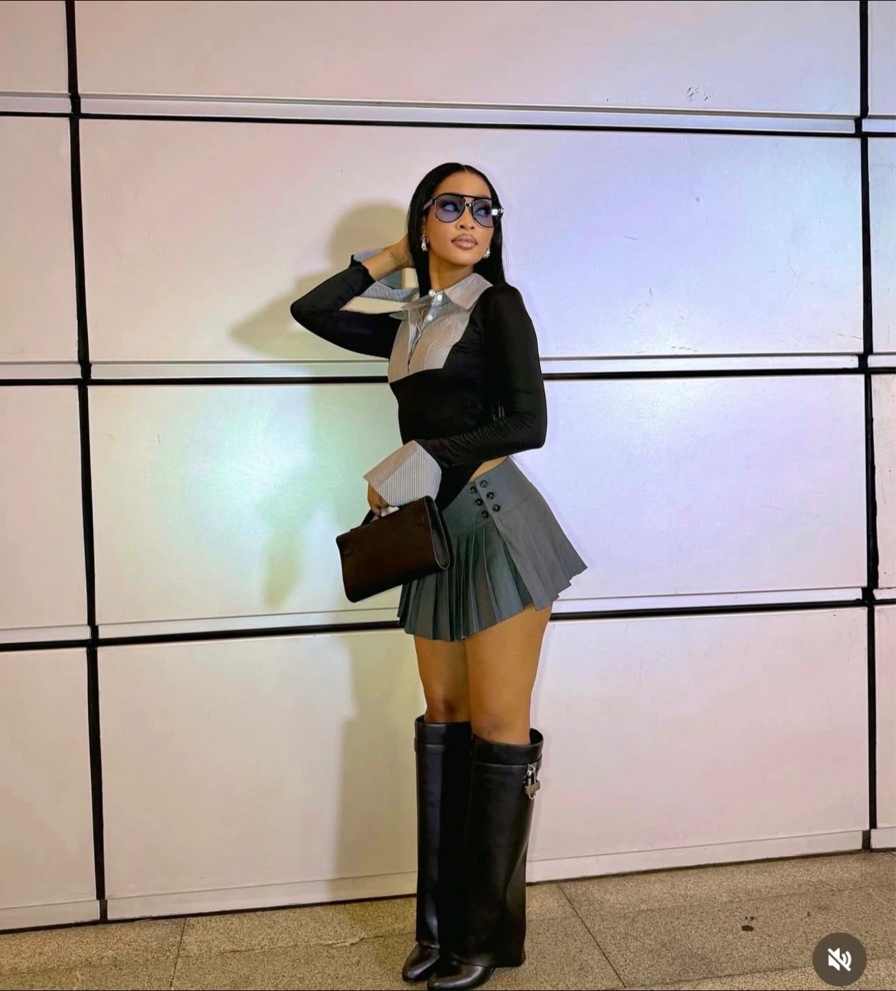 Pleated Mini Skirt with Corset Detail