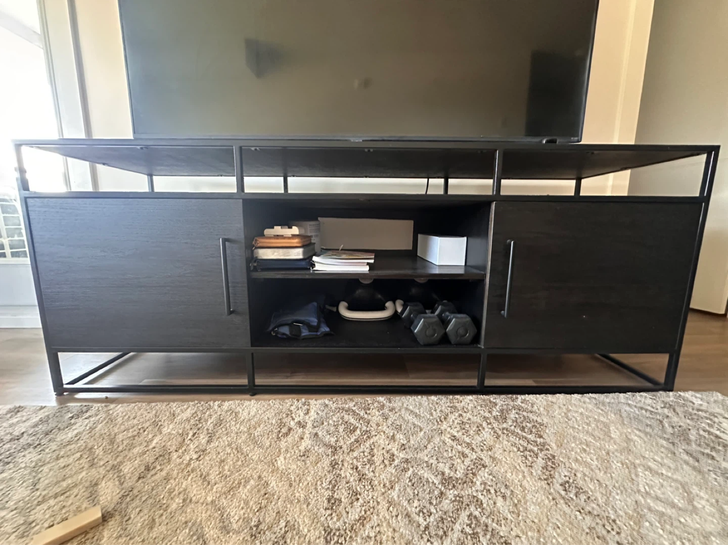 Black Media Console with Storage - photo 3