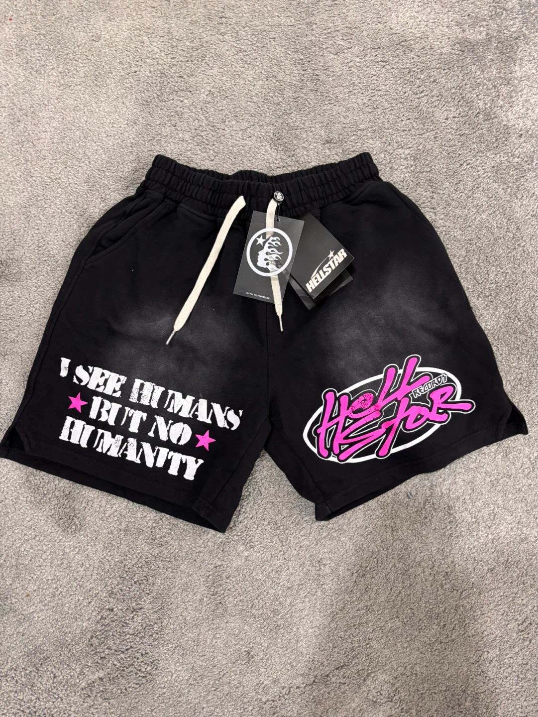 Hellstar Black Graphic Shorts