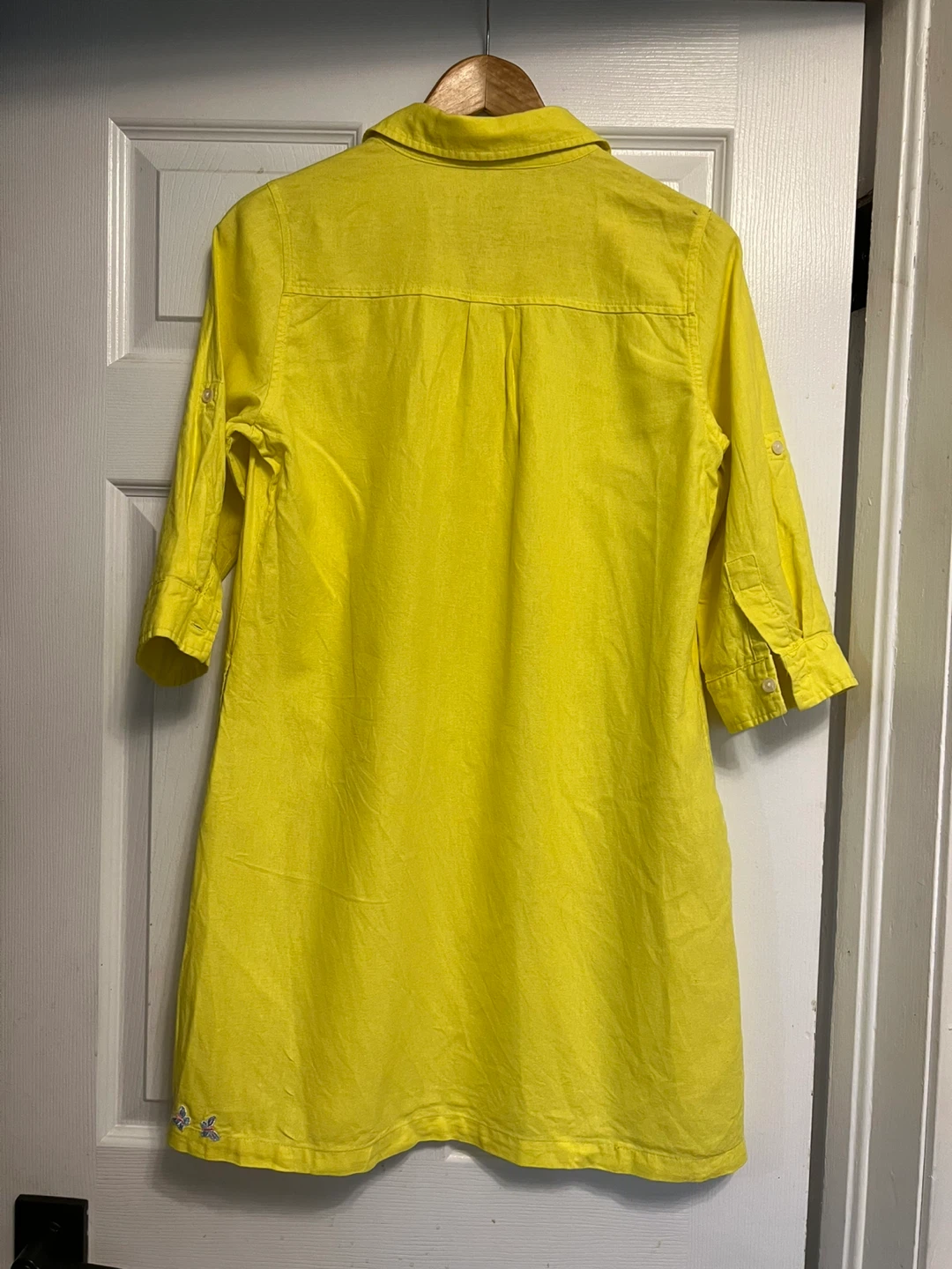 Yellow Linen-Blend Shirt Dress - photo 2