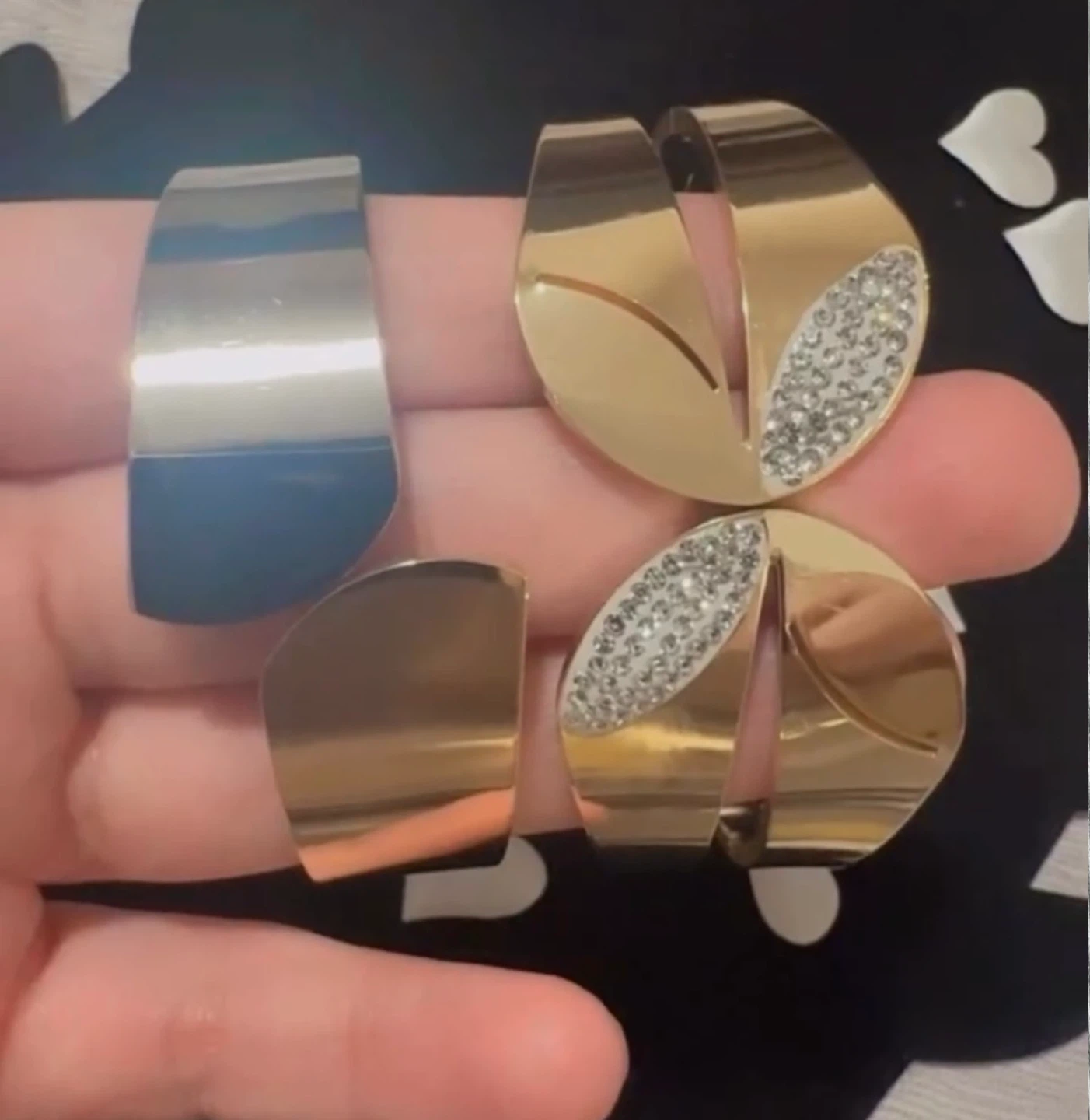 Gold-tone earrings with rhinestones