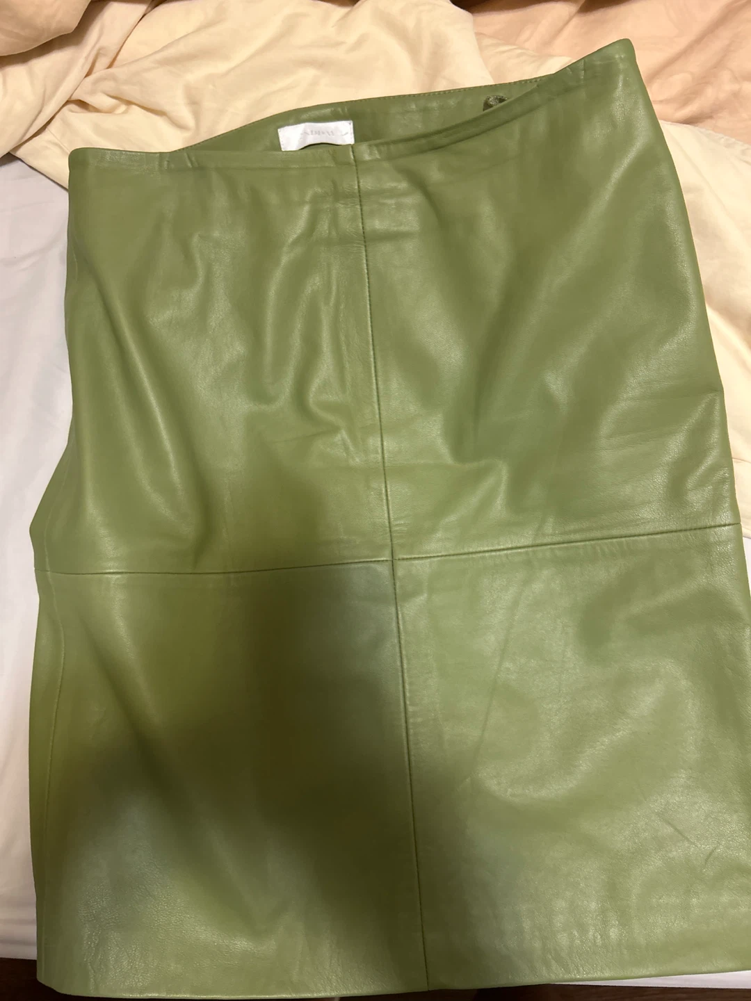 Green Leather Midi Skirt