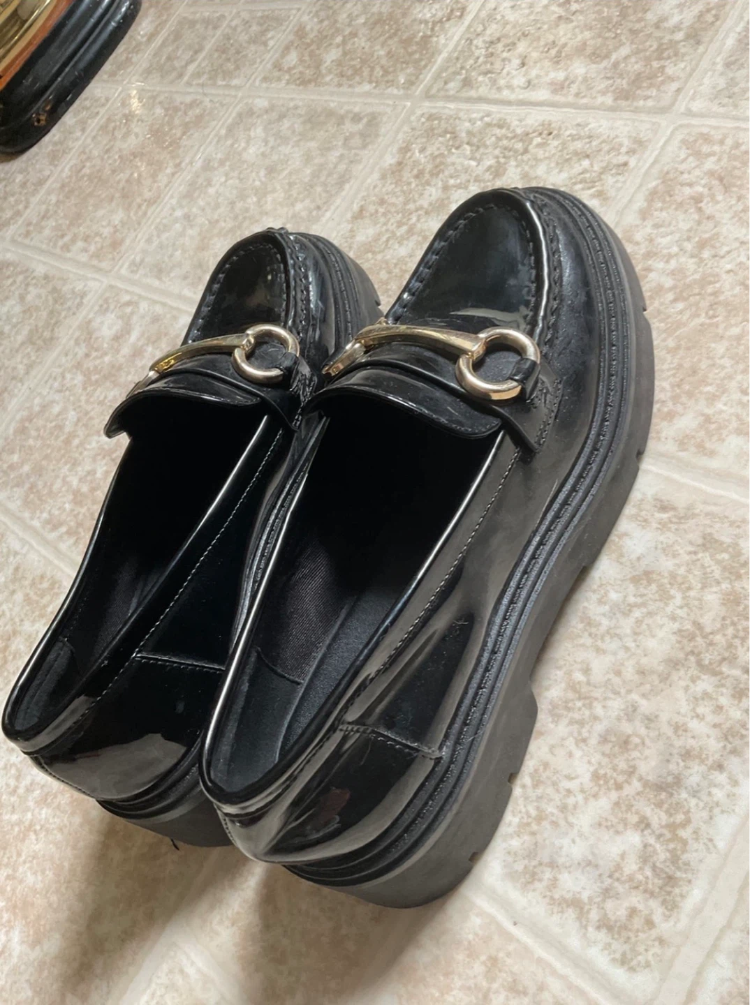 ALDO Black Patent Platform Loafers