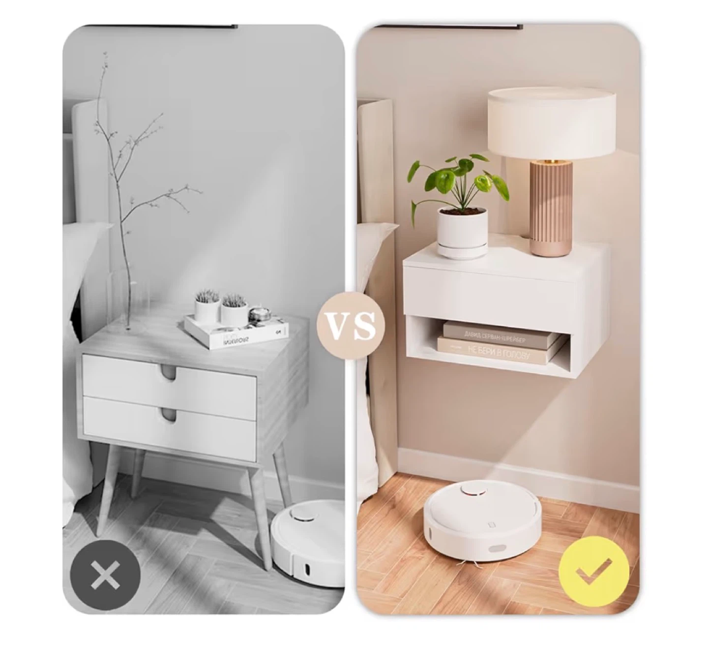 White Floating Nightstand with Drawer - photo 4
