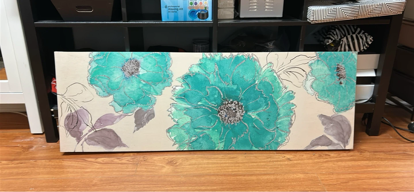 Teal Floral Wall Art