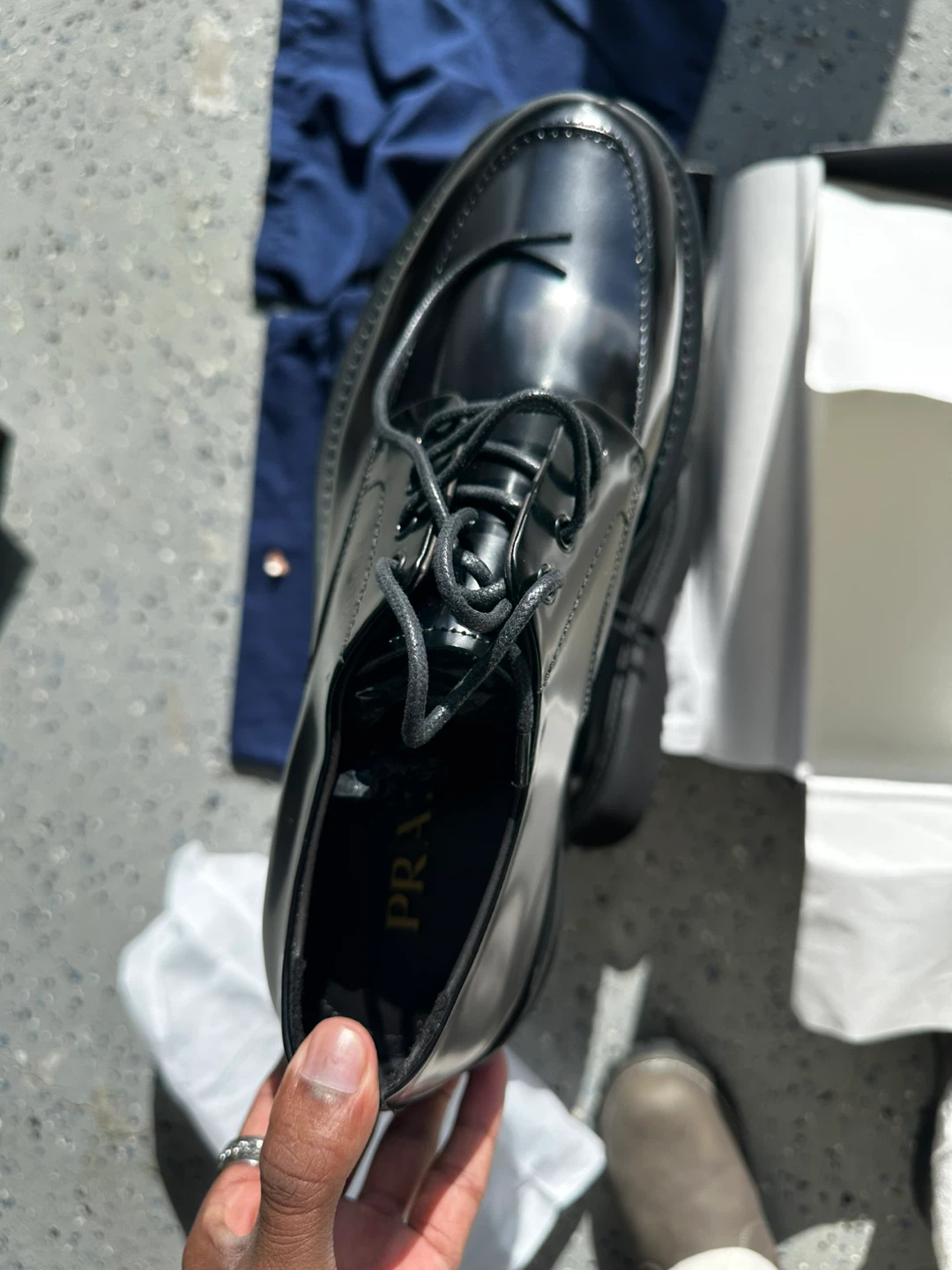 Men Prada Black Leather Derby Shoes size 11 - photo 4