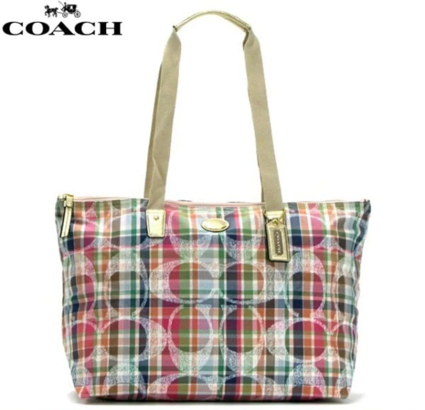 Brand New Coach Plaid Tote Bag