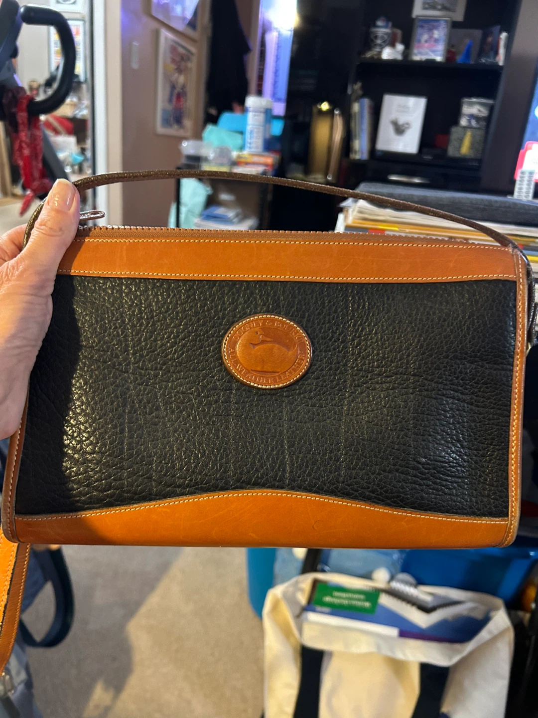 Dooney & Bourke Clutch Purse - Black and Tan Leather