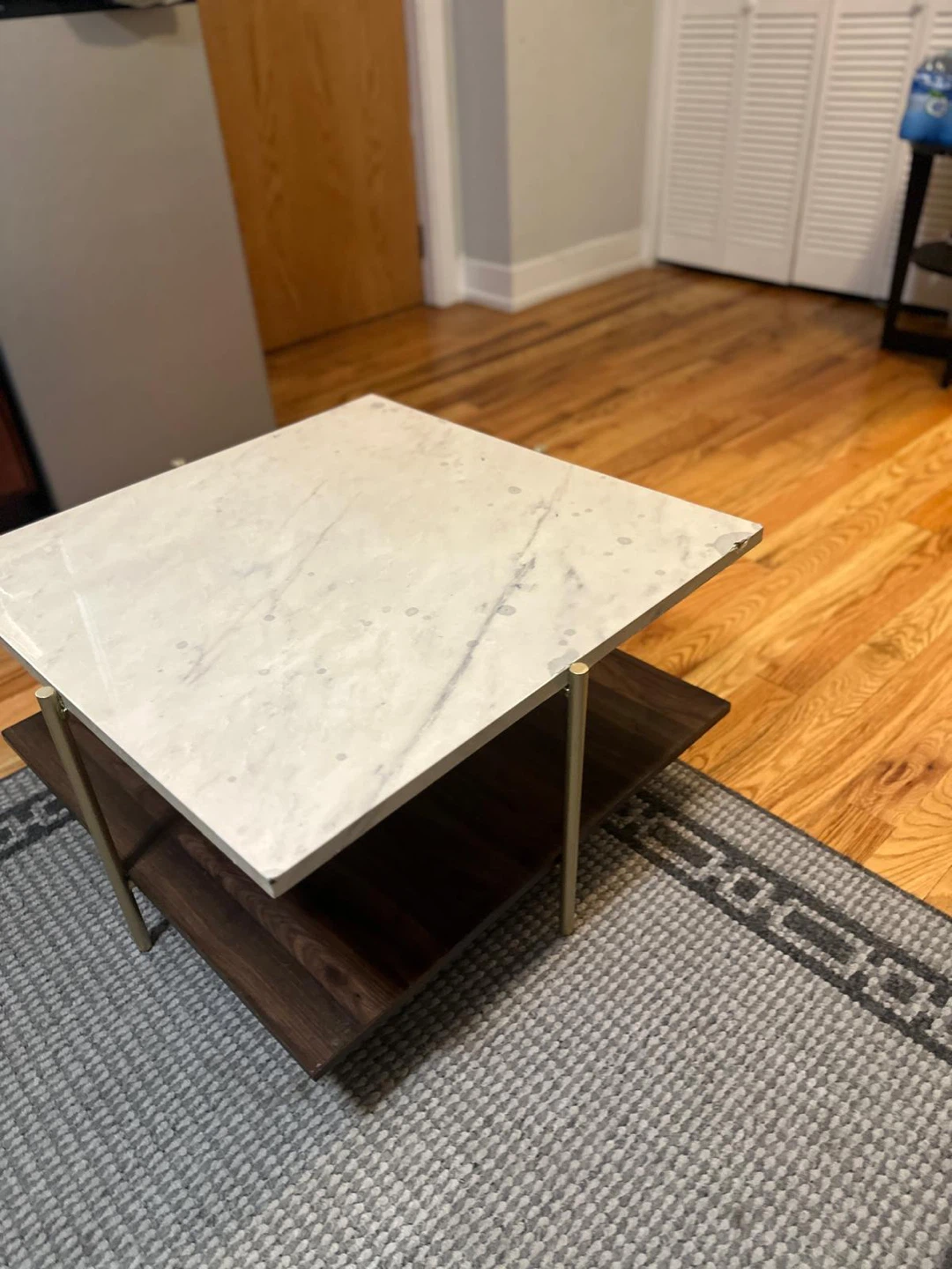 Marble Top Coffee Table with Wood Shelf - photo 3
