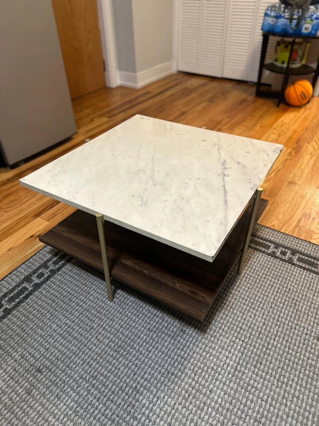 Marble Top Coffee Table with Wood Shelf - photo 4
