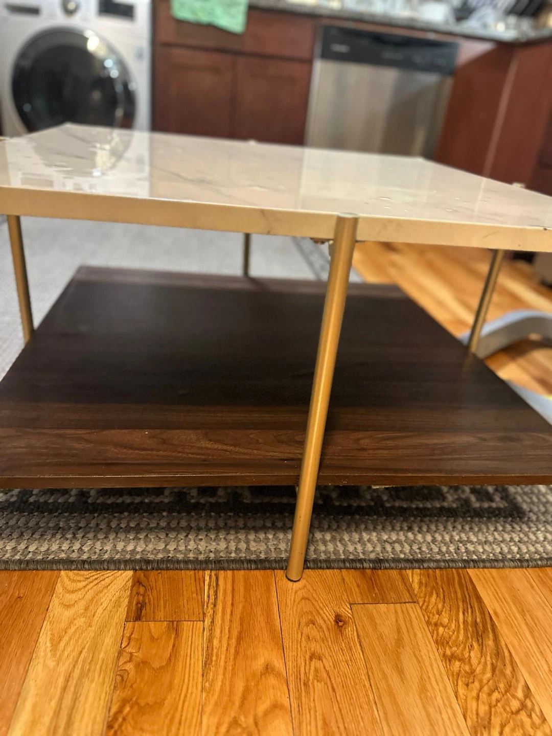 Marble Top Coffee Table with Wood Shelf - photo 2