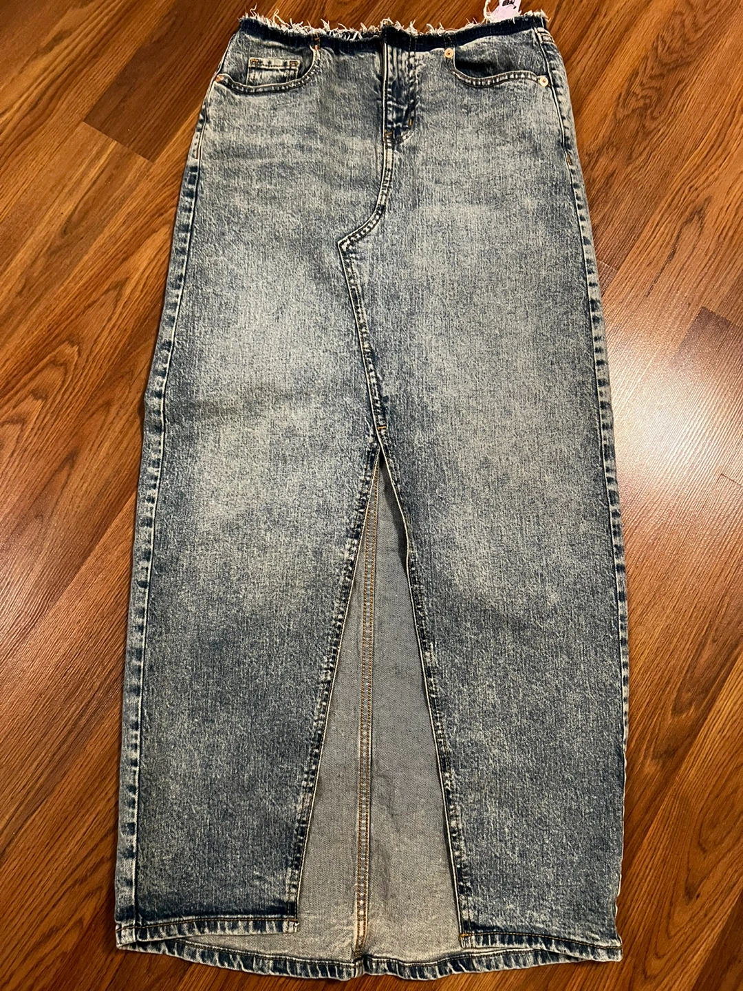 New w/Ttags Acid Wash Denim Maxi Skirt