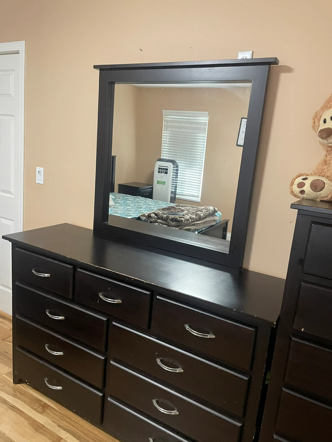 Dark Wood Bedroom Set - Bed Frame, Dresser, Nightstand - photo 4