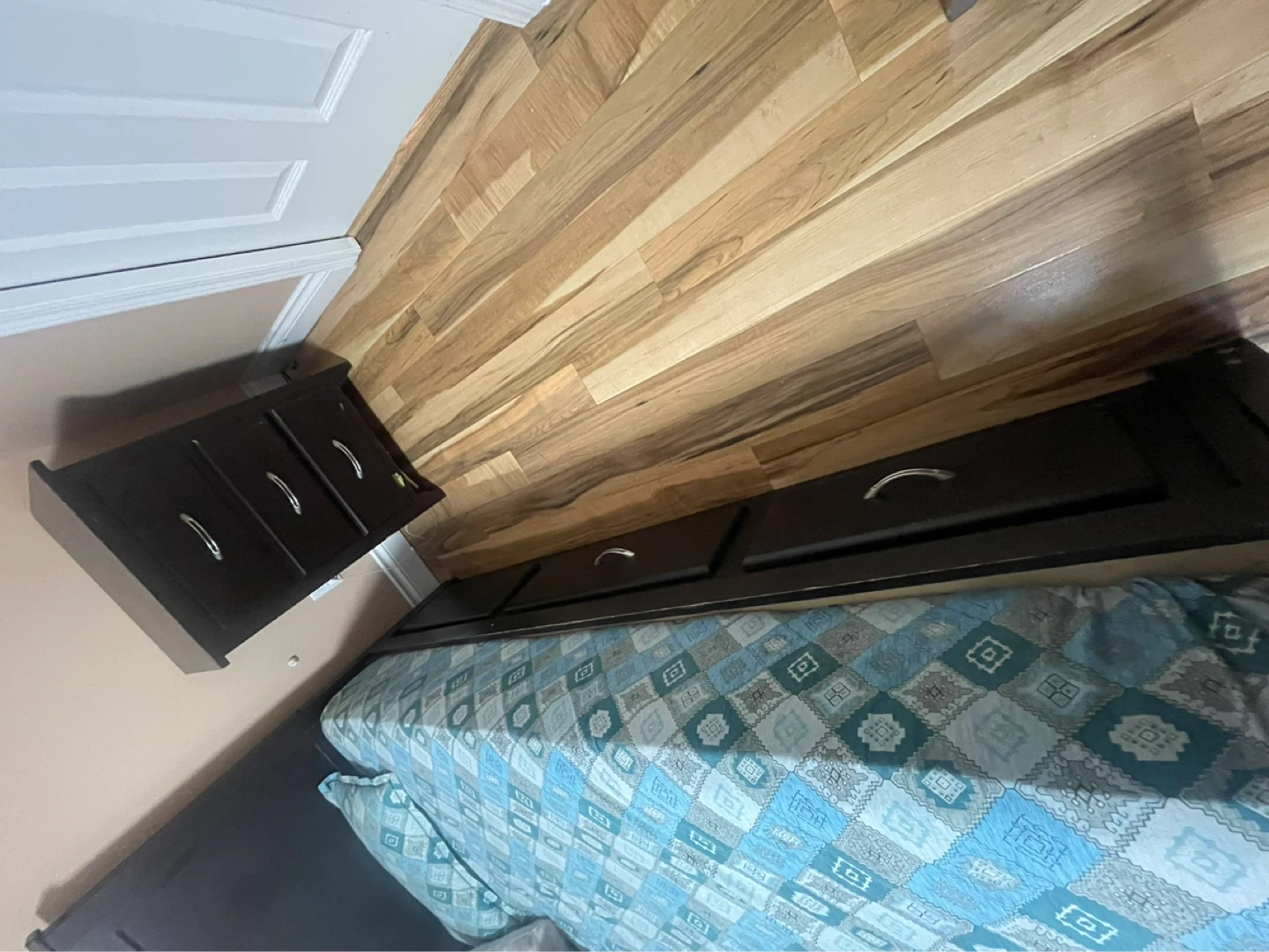 Dark Wood Bedroom Set - Bed Frame, Dresser, Nightstand - photo 2