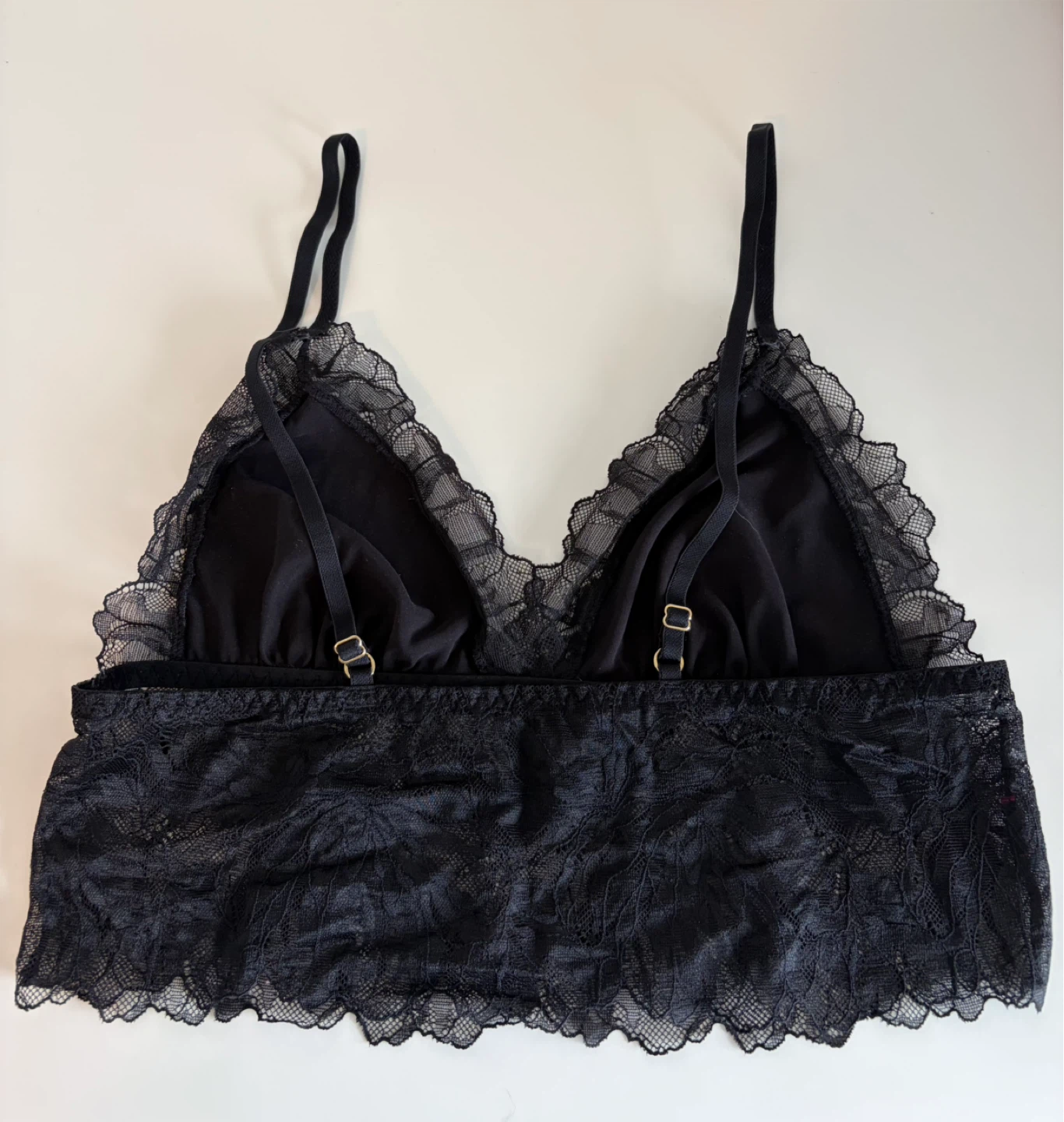 Black Lace Satin Bralette - Women’s Intimates - photo 2