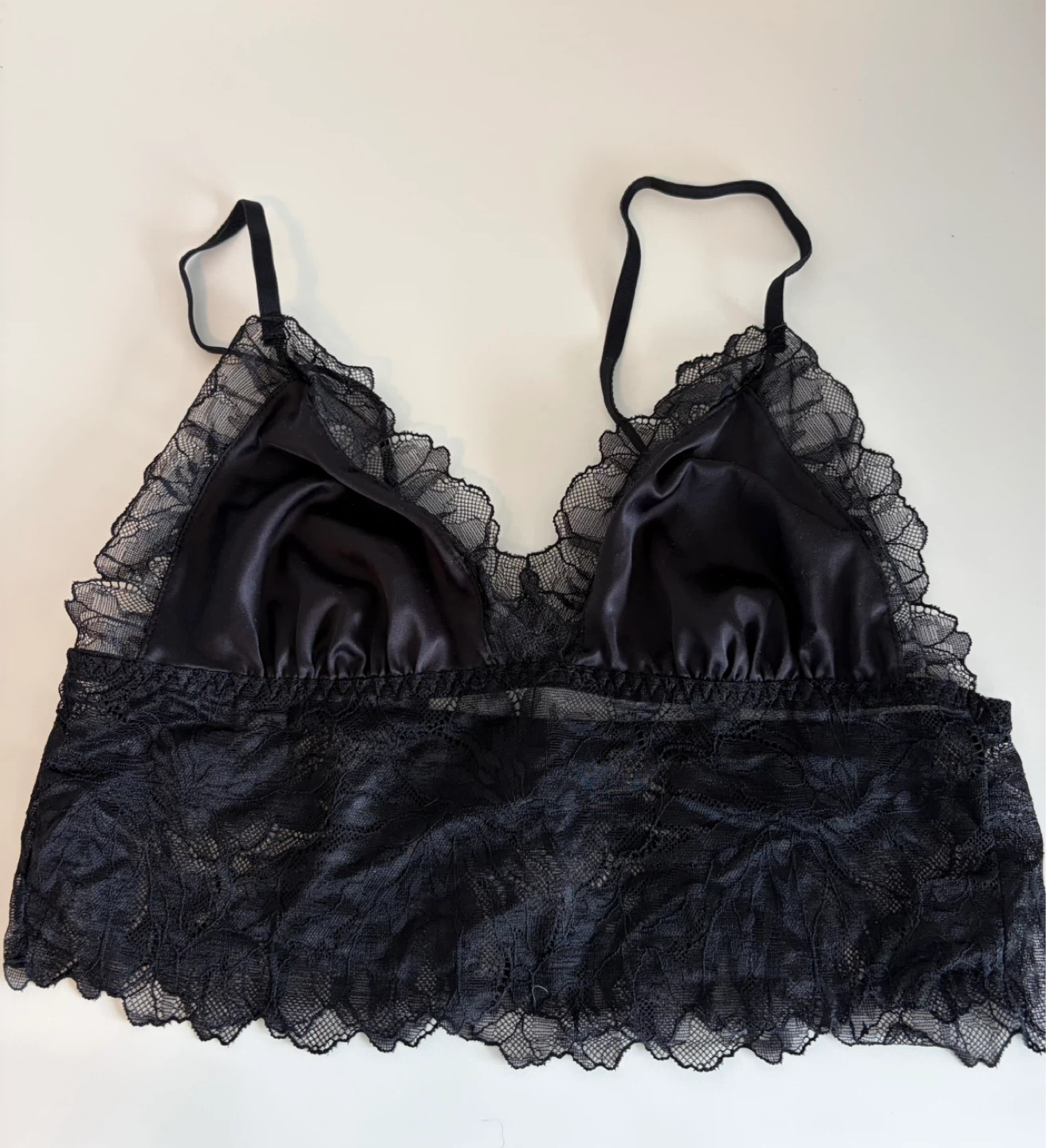 Black Lace Satin Bralette - Women’s Intimates