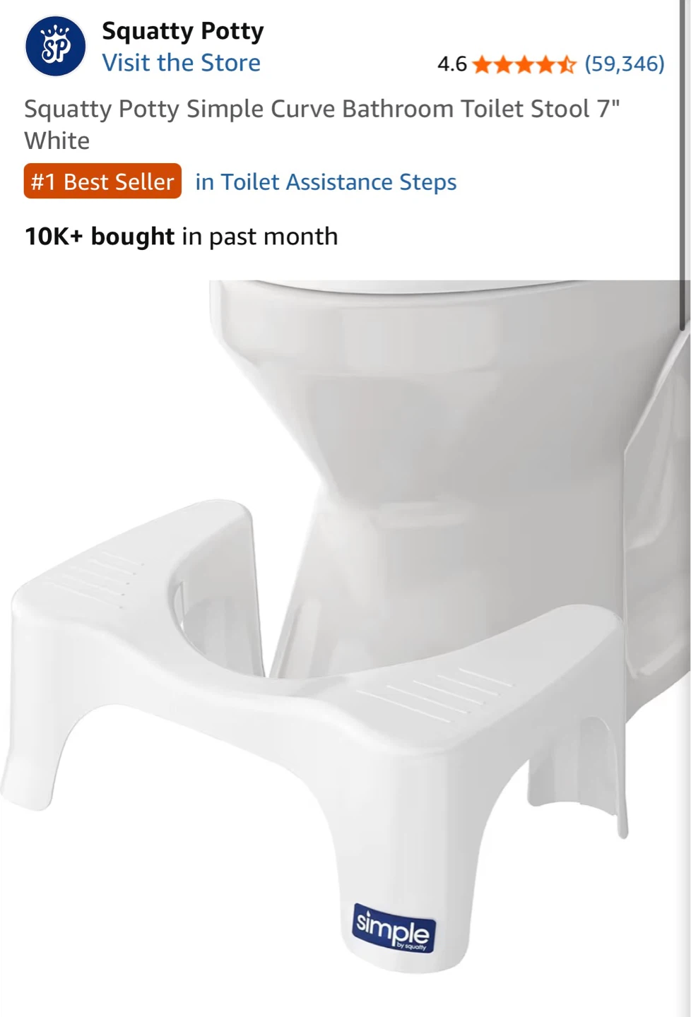 Squatty Potty Simple Curve Bathroom Toilet Stool