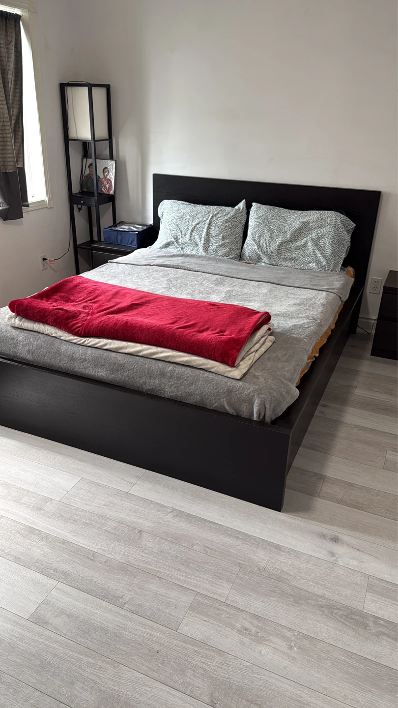 Dark Wood Queen Bed Frame with Storage