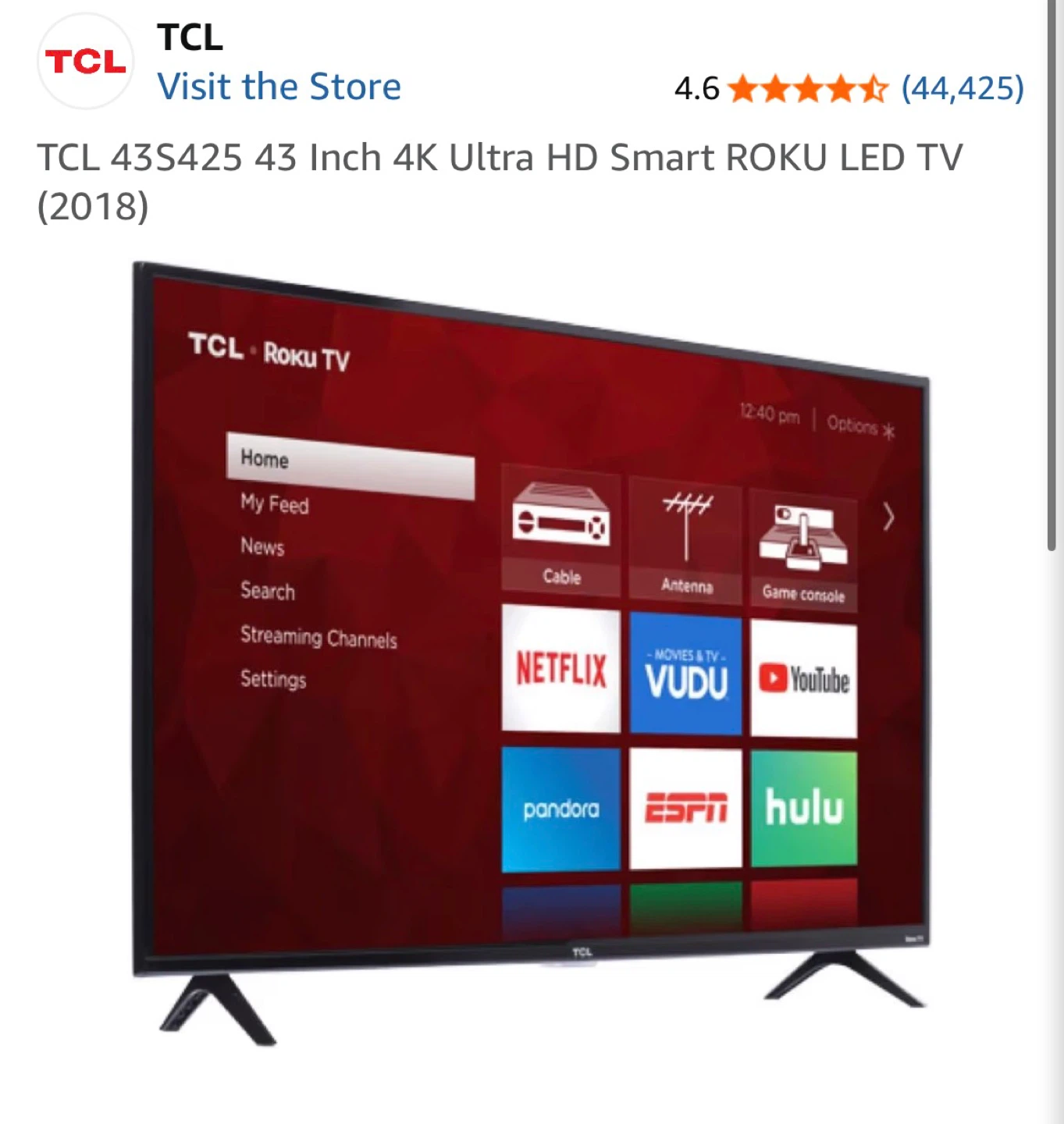 TCL 43 Inch 4K Ultra HD Smart Roku LED TV - photo 2