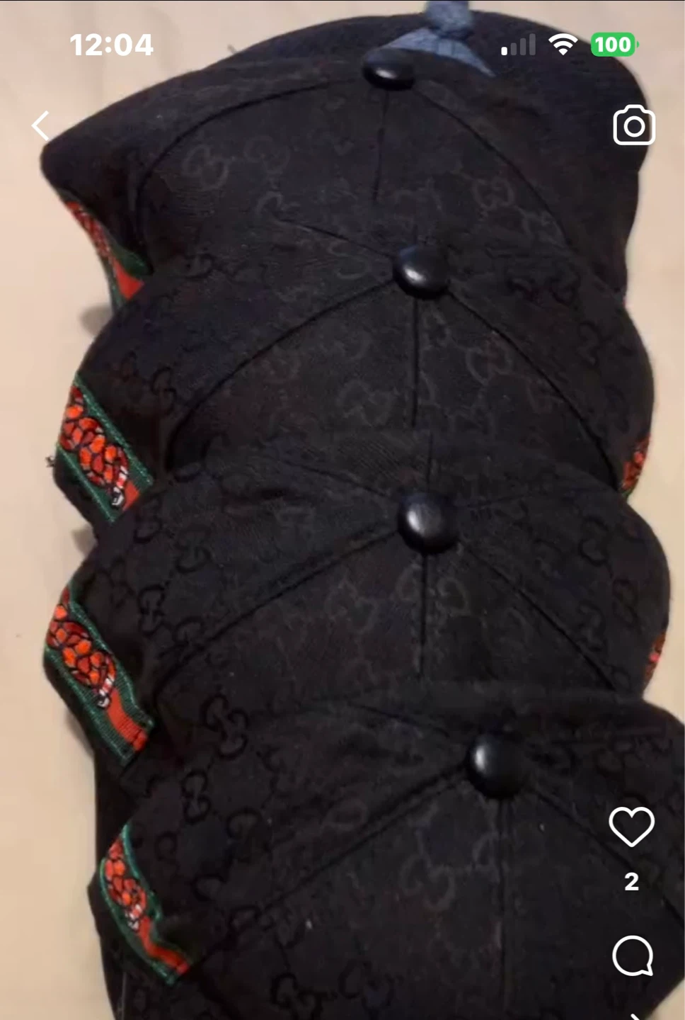 Black Gucci GG Monogram Baseball Cap