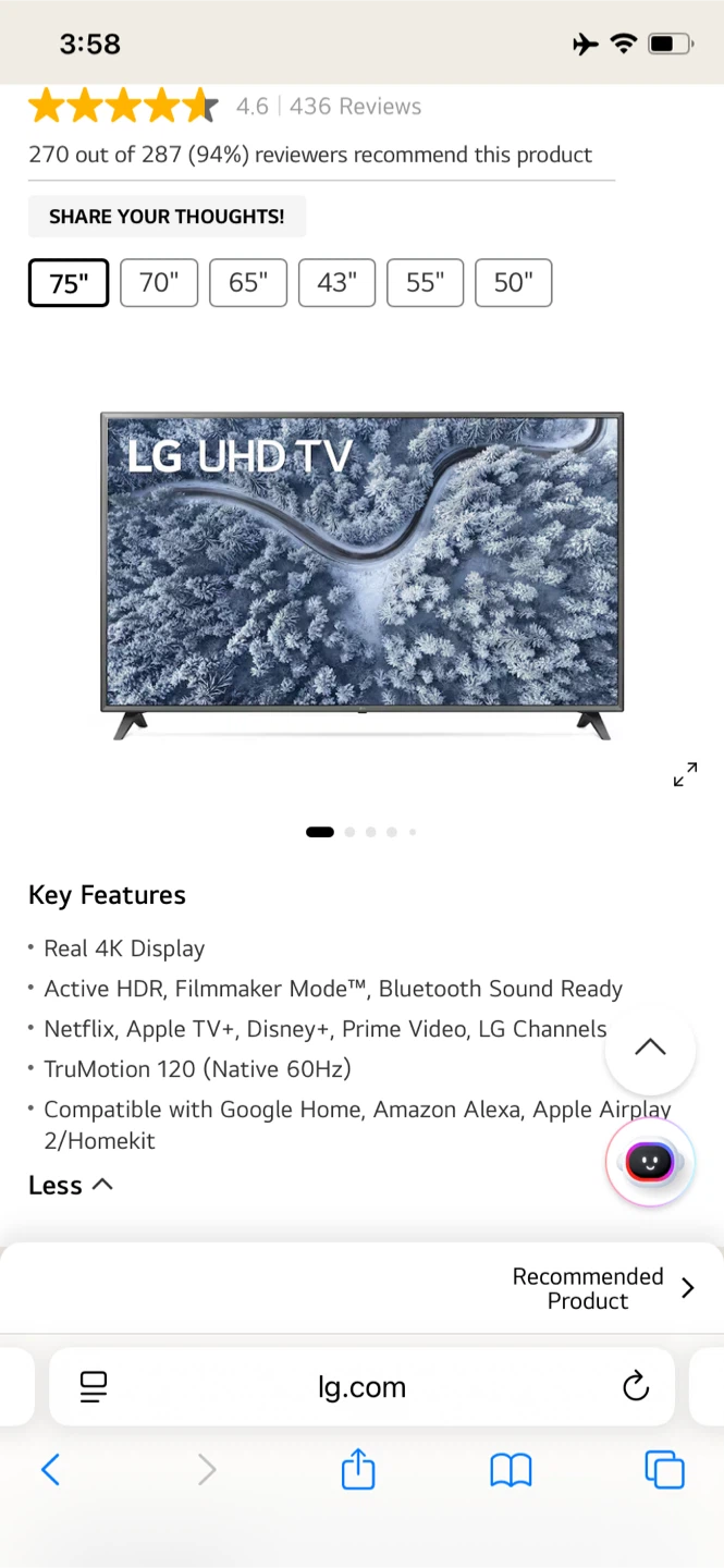LG 75” smart 4K smart tv - photo 2
