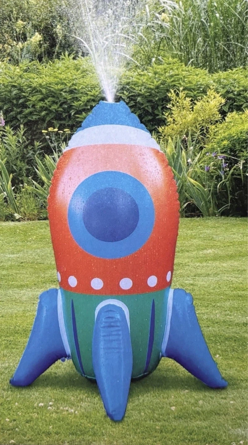 Inflatable Rocket Sprinkler Kids Water Toy 27” New in Box