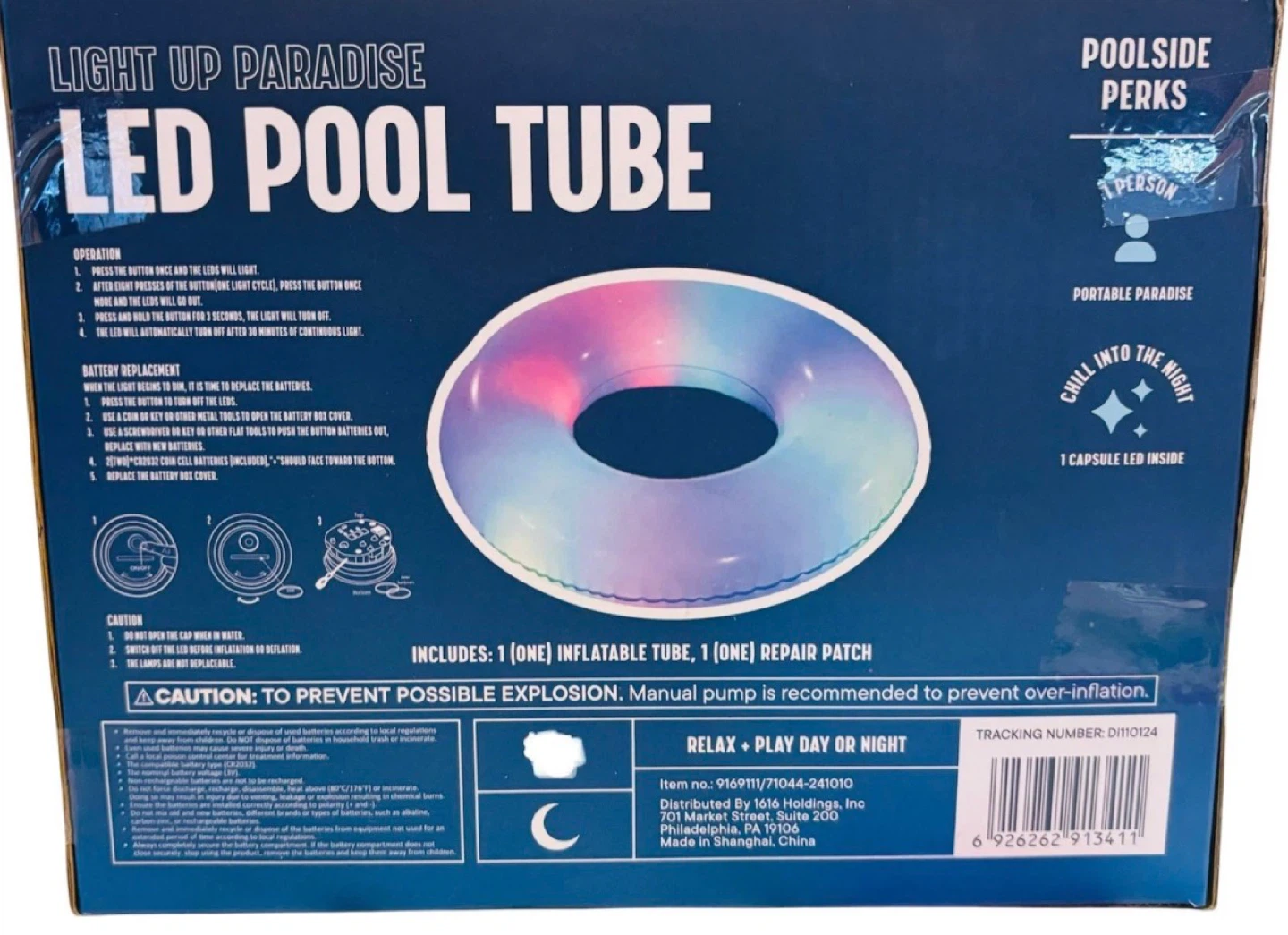 40” LED Light Up Pool Float Tube Glow Inflatable Swim Ring NIB - photo 4