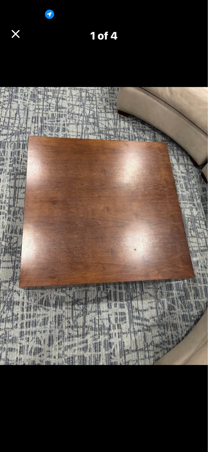 Wooden square coffee table with drawer
