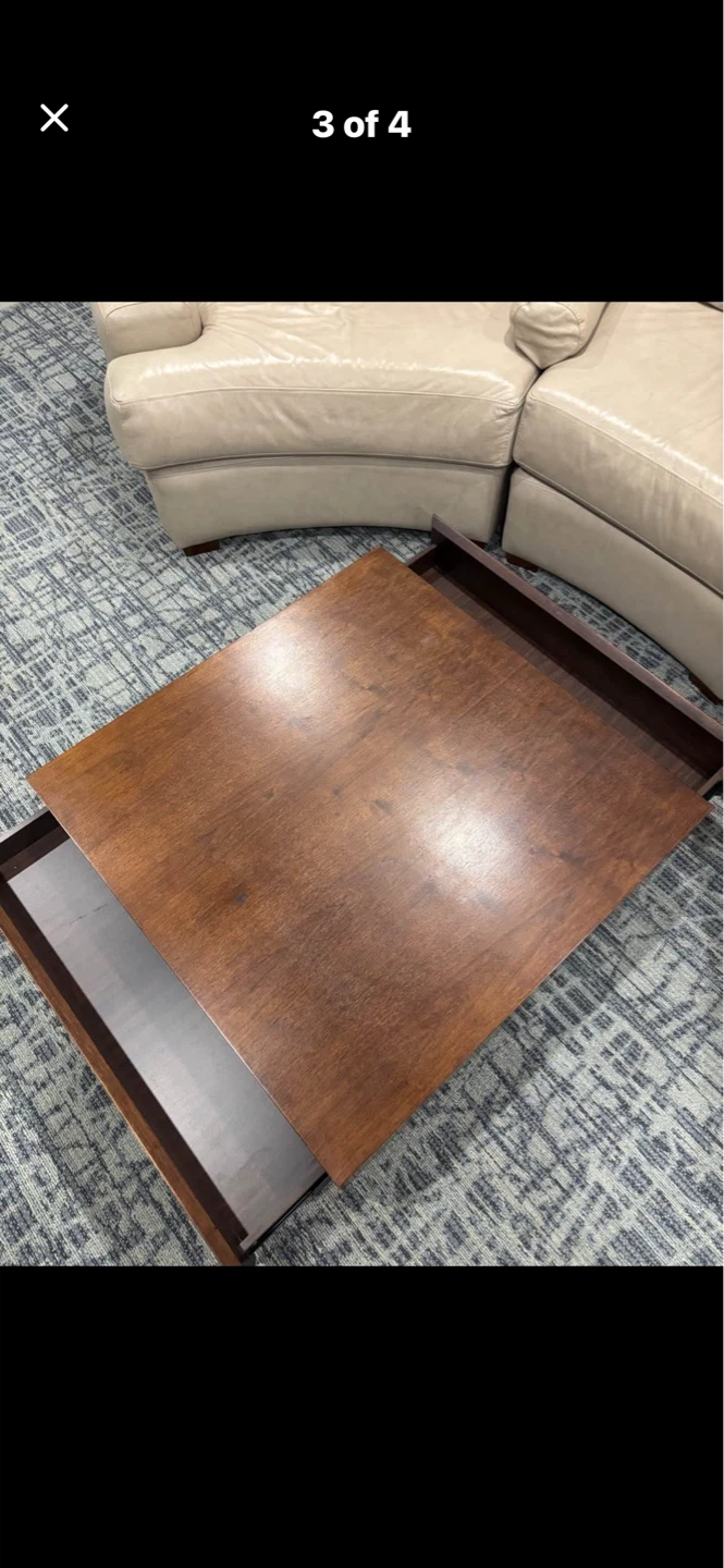 Wooden square coffee table with drawer - photo 4