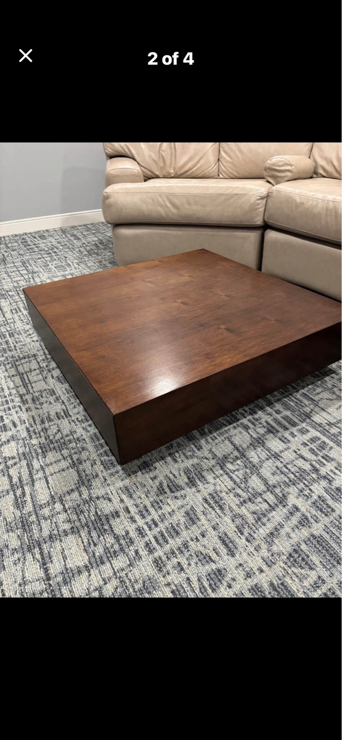 Wooden square coffee table with drawer - photo 2
