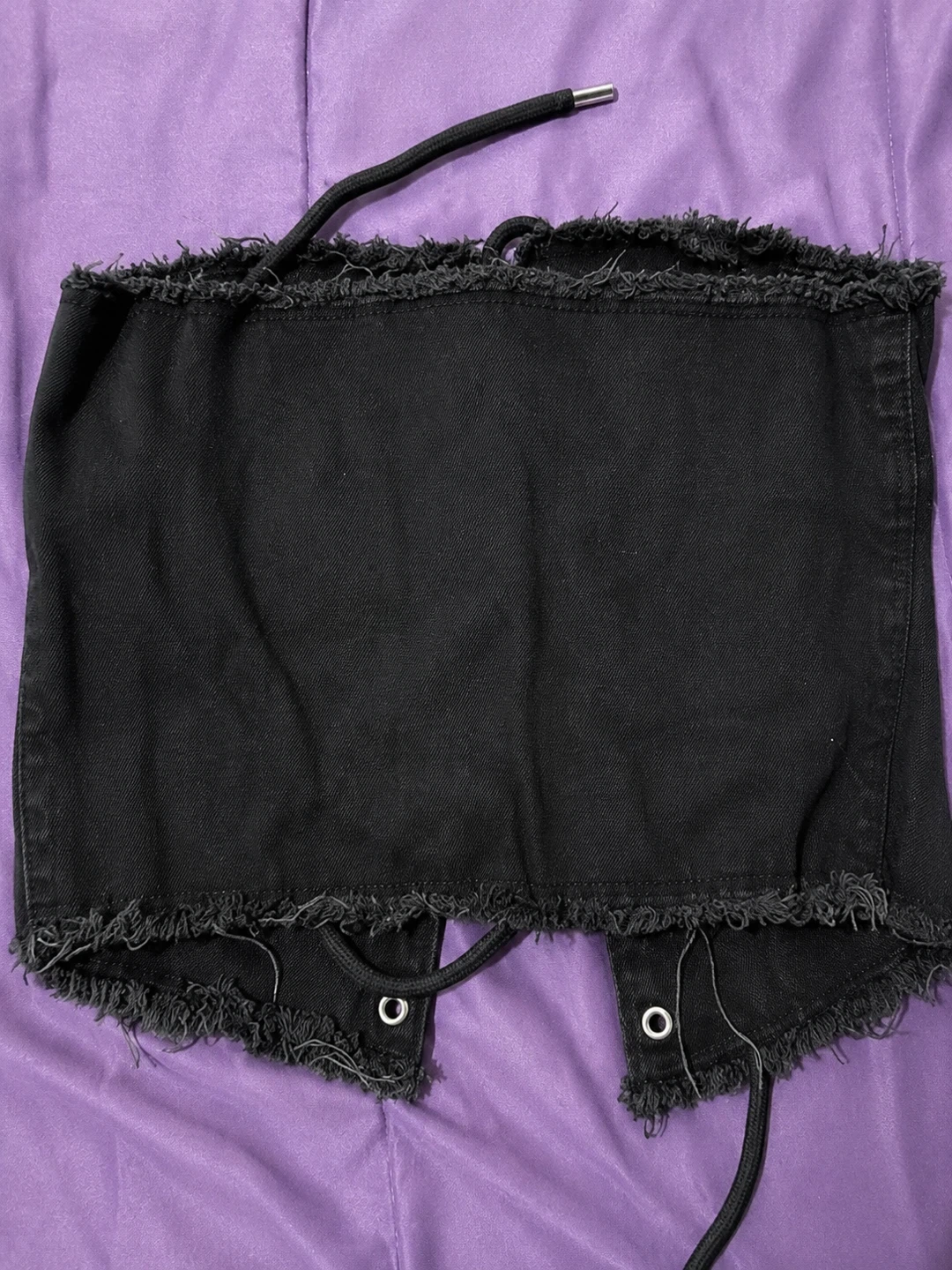 PrettyLittleThing Black Denim Corset Top - photo 3