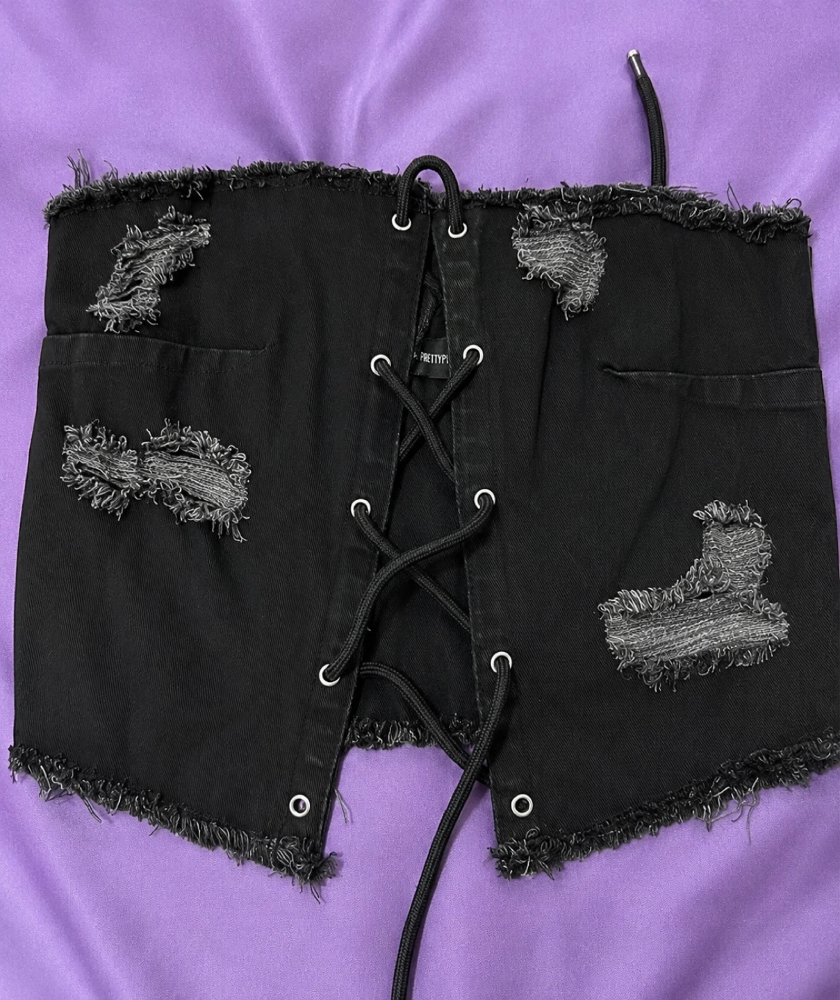 PrettyLittleThing Black Denim Corset Top - photo 2