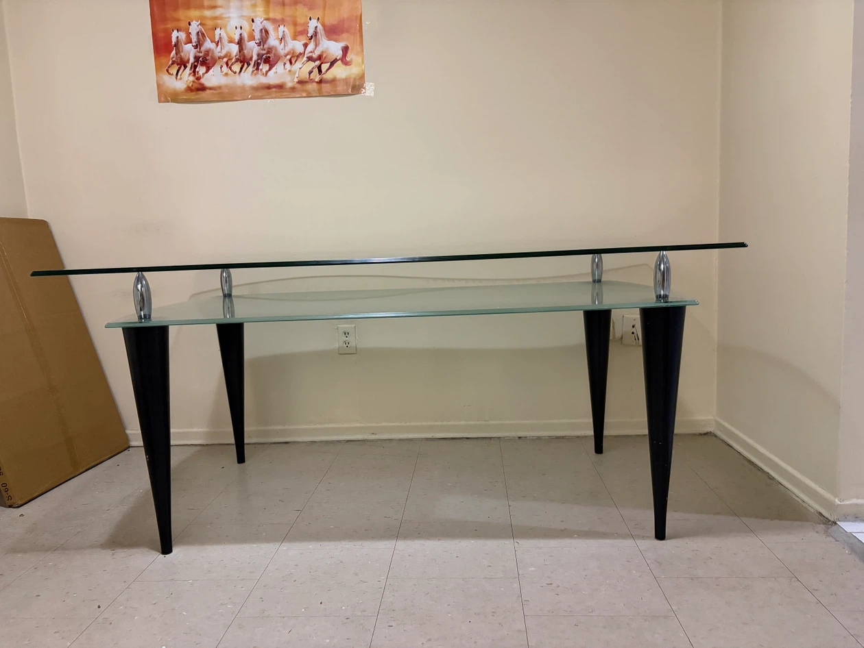 Glass top dining table with black legs - photo 2